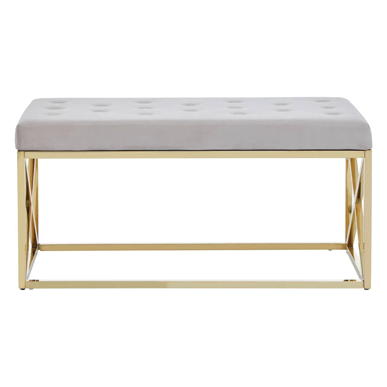 Allure Mink Velvet Gold Finish Bench