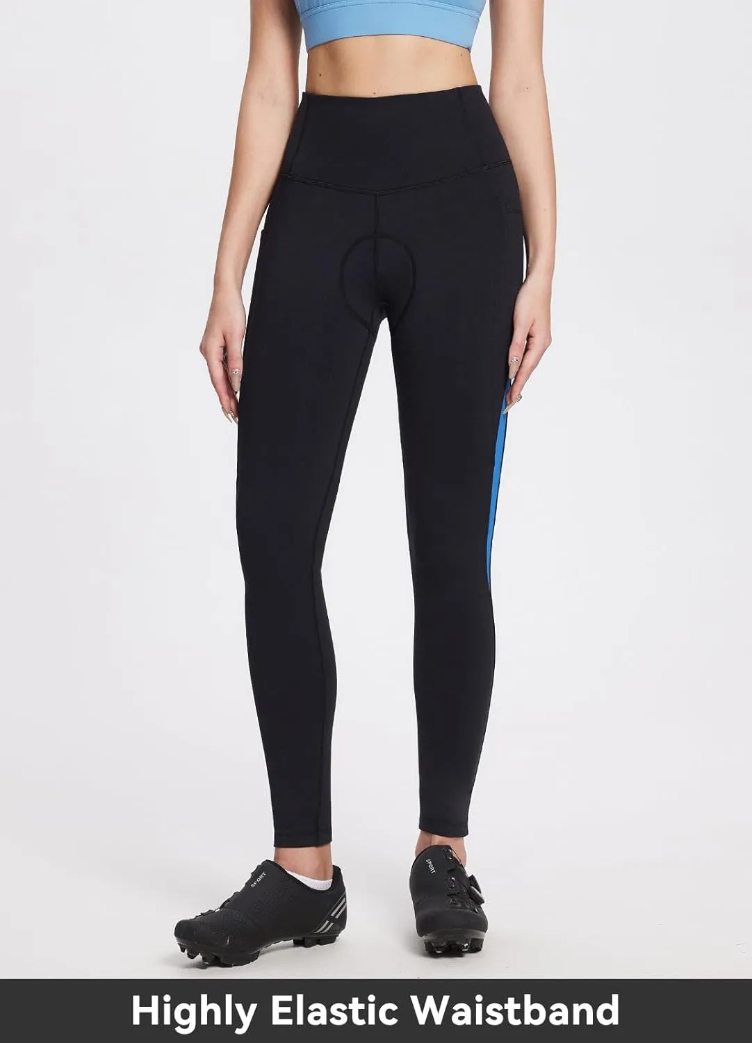 baleaf Womens Winter Cycling Pants Padded Bike Thermal Tights Fleece Lined Leggings Water Resistant Cold Weather Gel Pockets