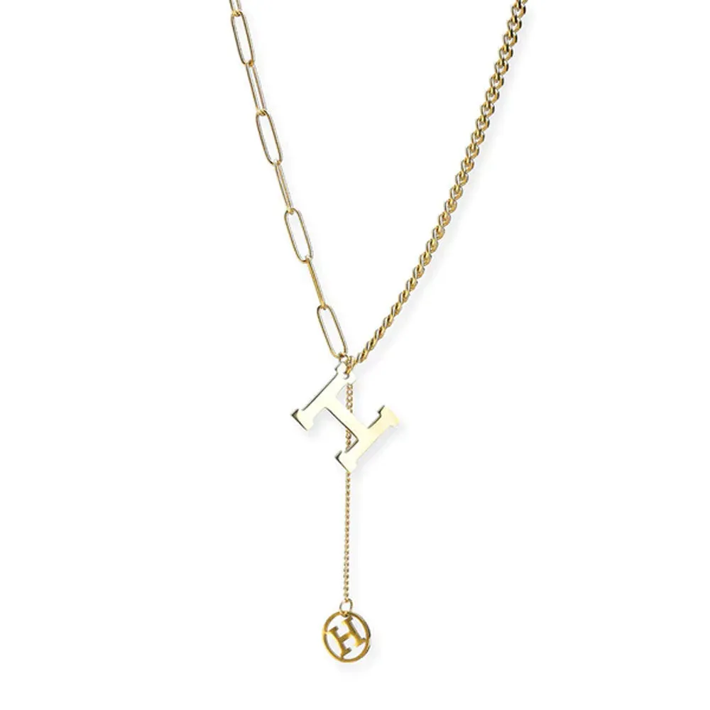 Bold H Paperclip Cuban Chain Necklace