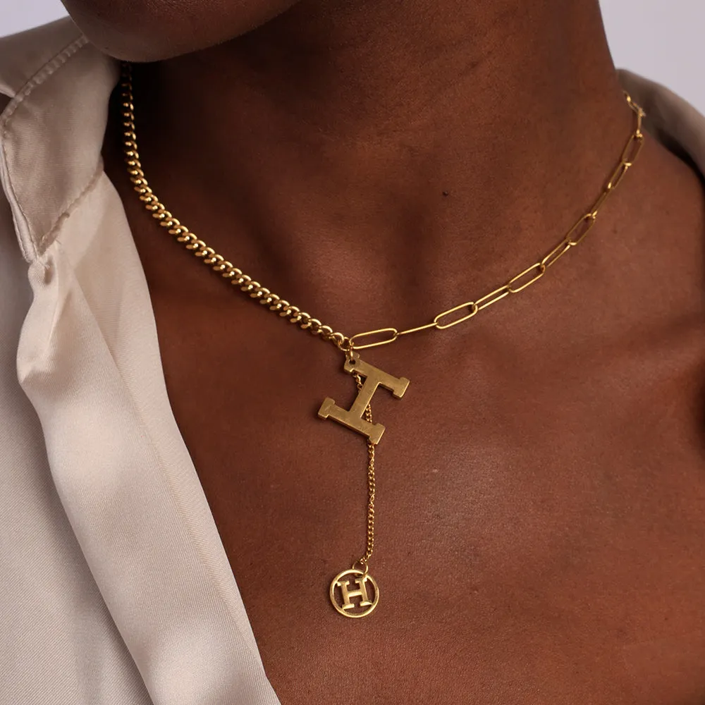 Bold H Paperclip Cuban Chain Necklace