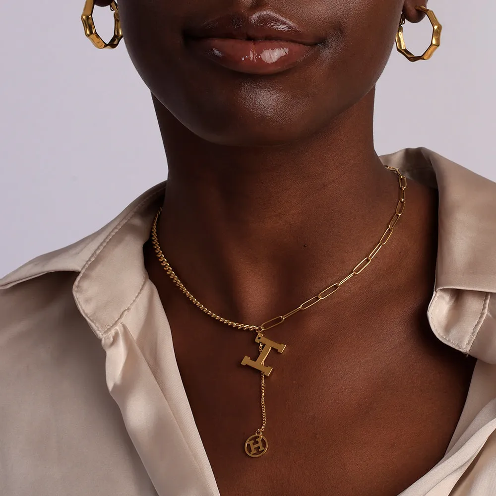 Bold H Paperclip Cuban Chain Necklace