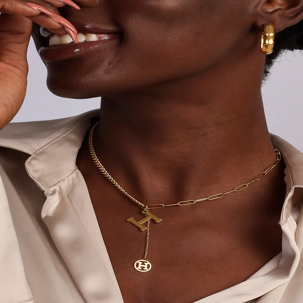 Bold H Paperclip Cuban Chain Necklace