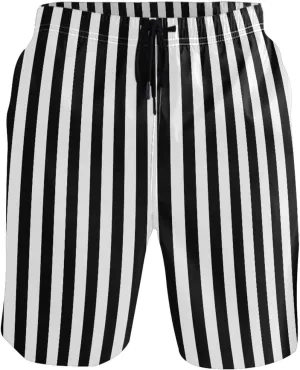 CHIFIGNO Bold Vertical Stripes Black Trunks Men's Shorts, Small Quick Dry, Mens Board Shorts