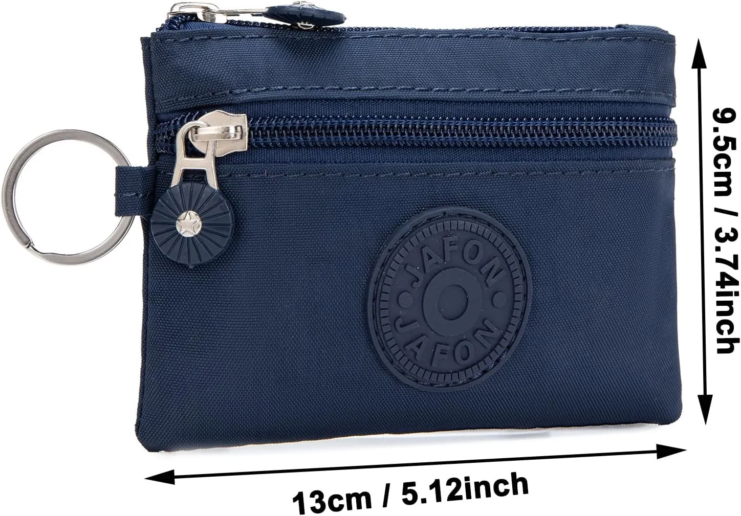 Coin Purse Change Pouch for Women 2 Layers Zipper Oxford Cloth Waterproof Purse (Blue Red)