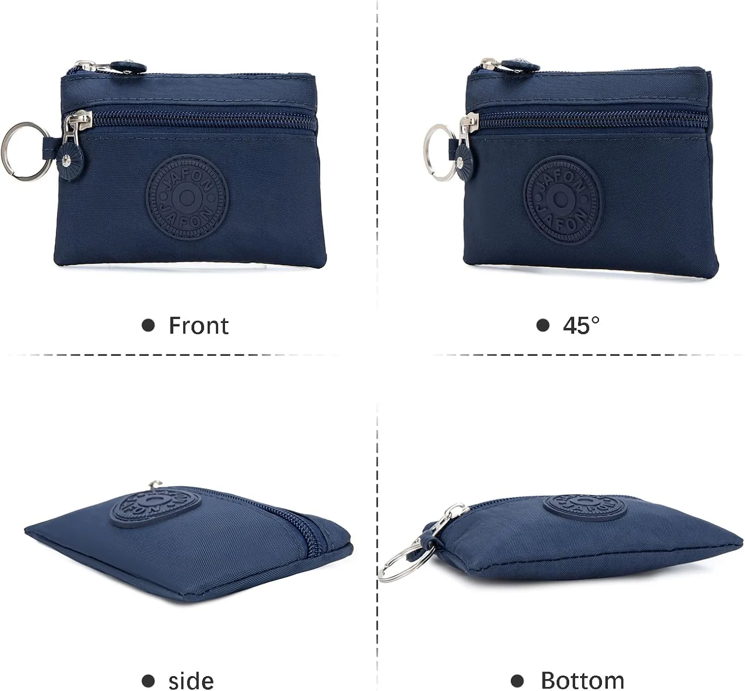 Coin Purse Change Pouch for Women 2 Layers Zipper Oxford Cloth Waterproof Purse (Blue Red)
