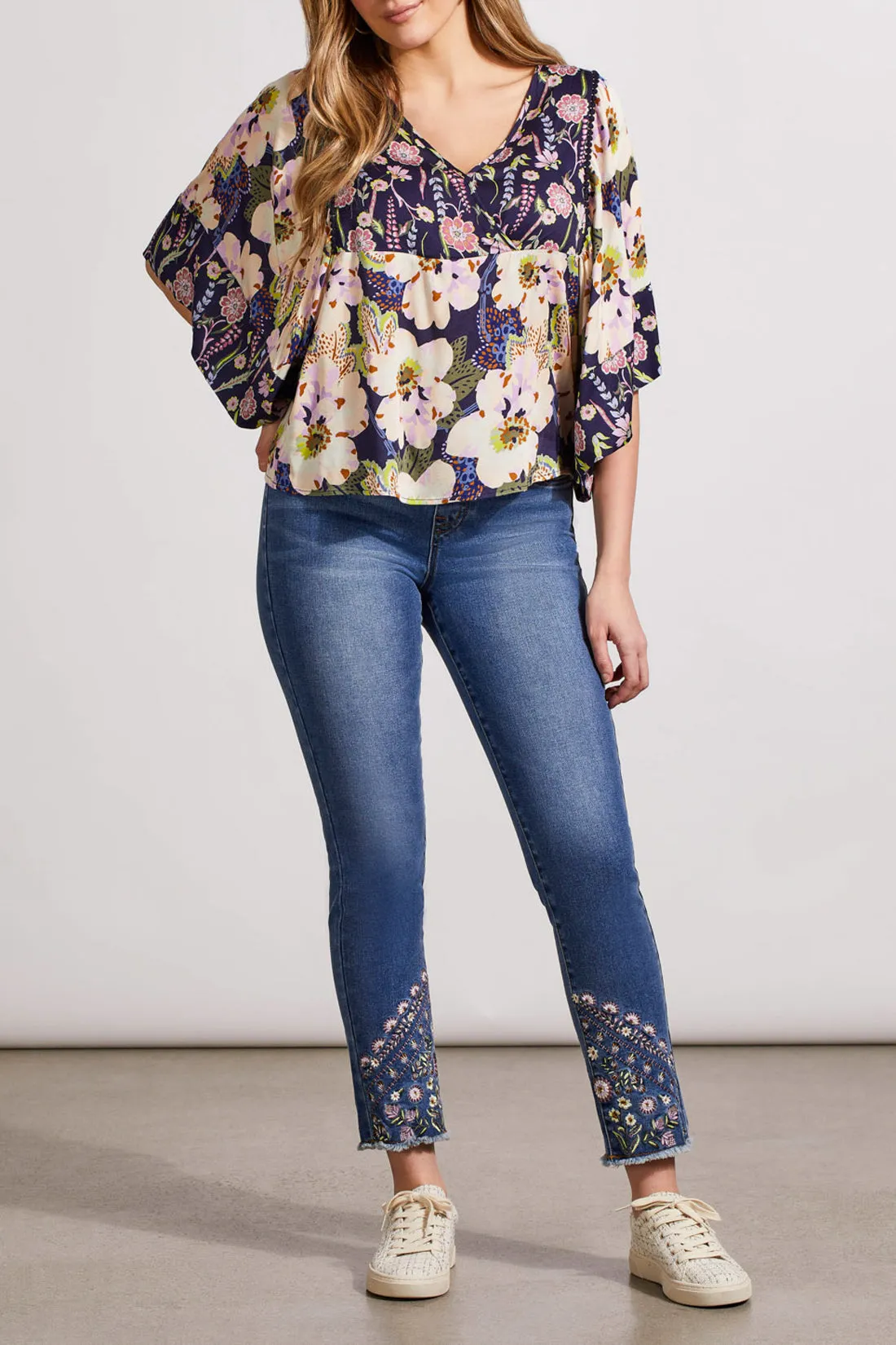 Combo Print Blouse with Flowy Sleeve