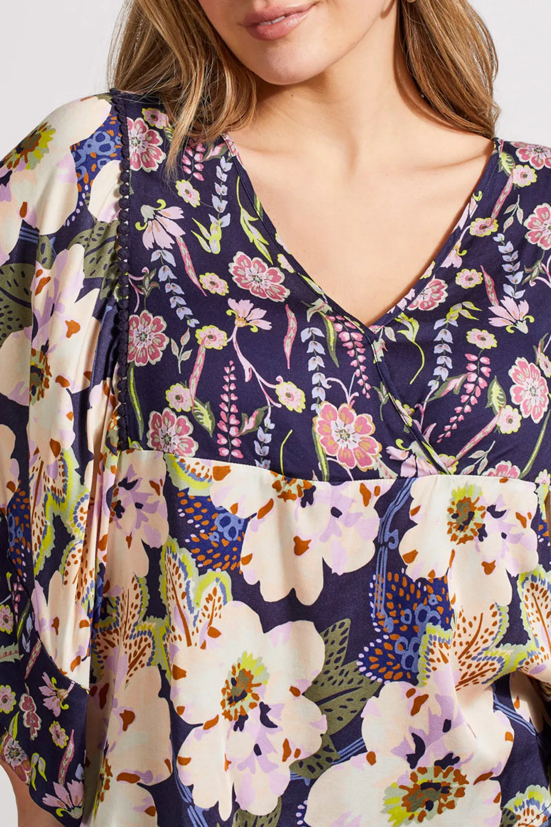 Combo Print Blouse with Flowy Sleeve