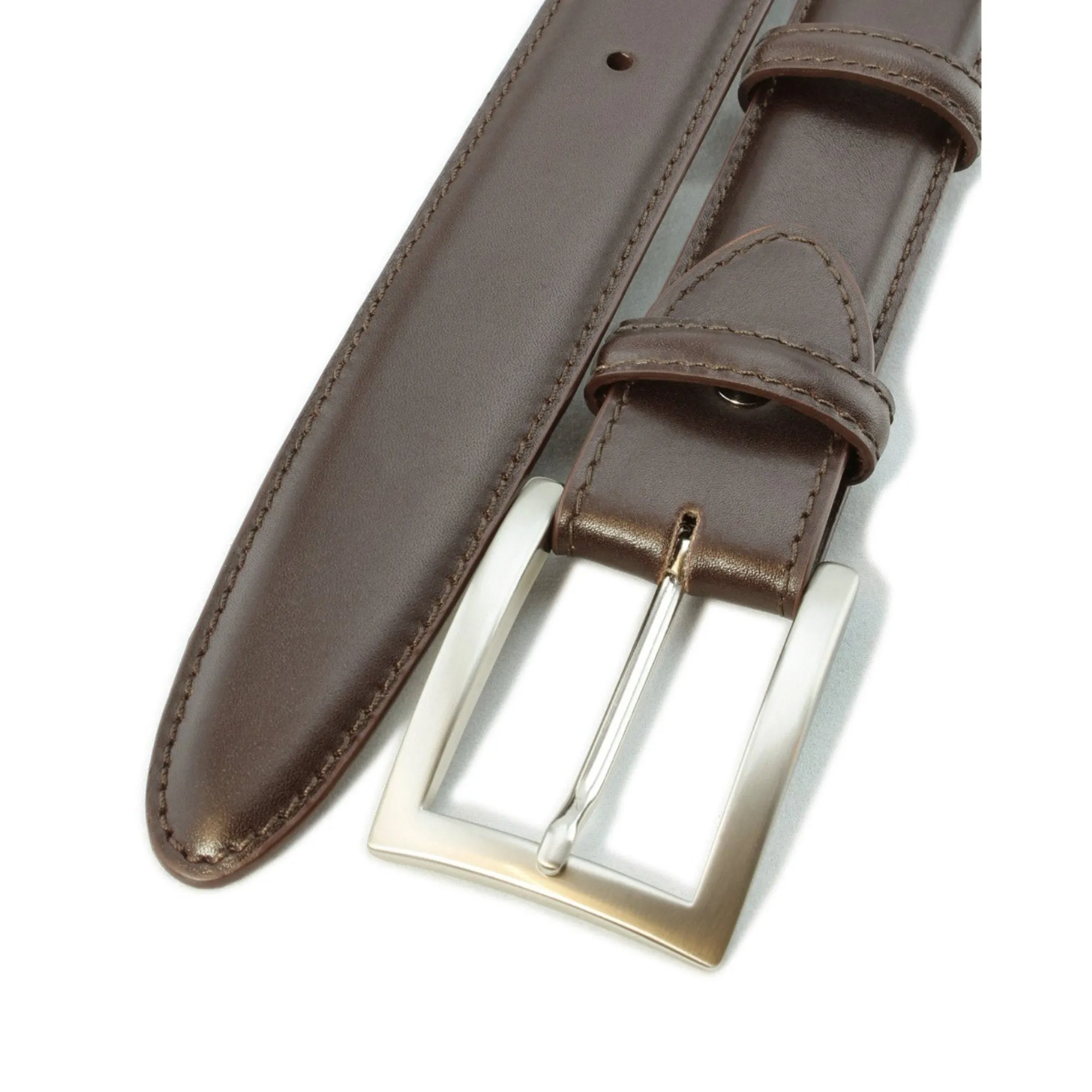 Dark brown box calf belt - Longer Length