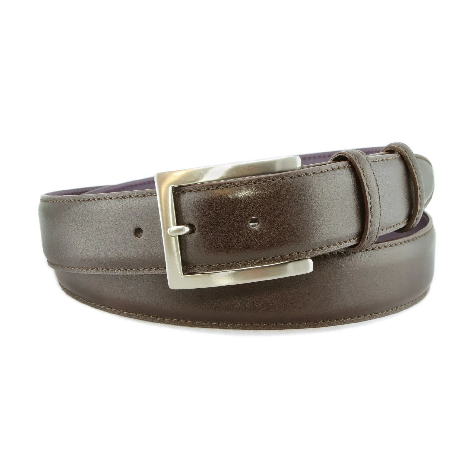 Dark brown box calf belt - Longer Length