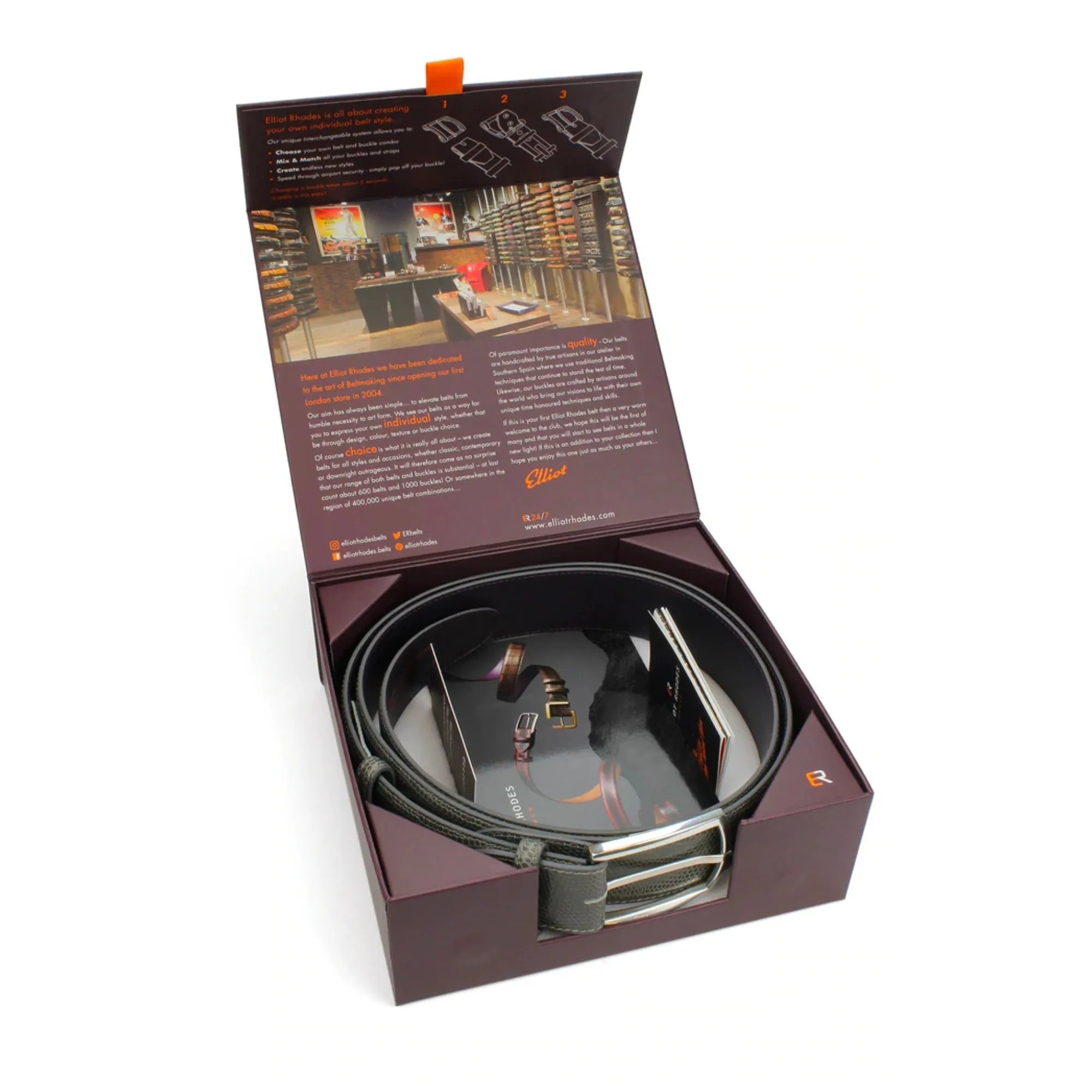 Dark brown box calf belt - Longer Length