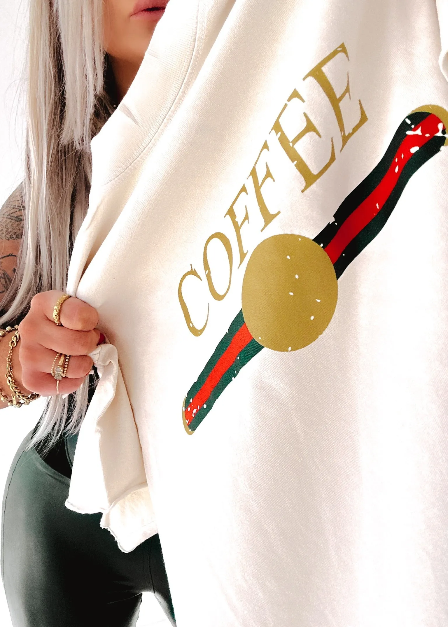 DESIGNER COFFEE SIDE SLIT TEE