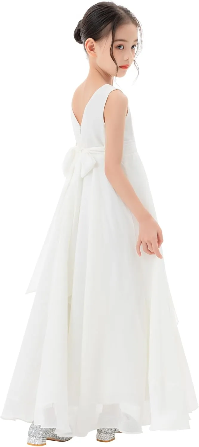 ekidsbridal Ruffle Trim Chiffon Flower Girl Dresses Formal Ballroom Gown Christening 324