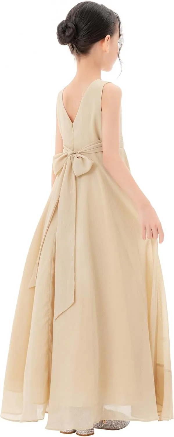 ekidsbridal Ruffle Trim Chiffon Flower Girl Dresses Formal Ballroom Gown Christening 324