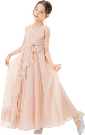 ekidsbridal Ruffle Trim Chiffon Flower Girl Dresses Formal Ballroom Gown Christening 324