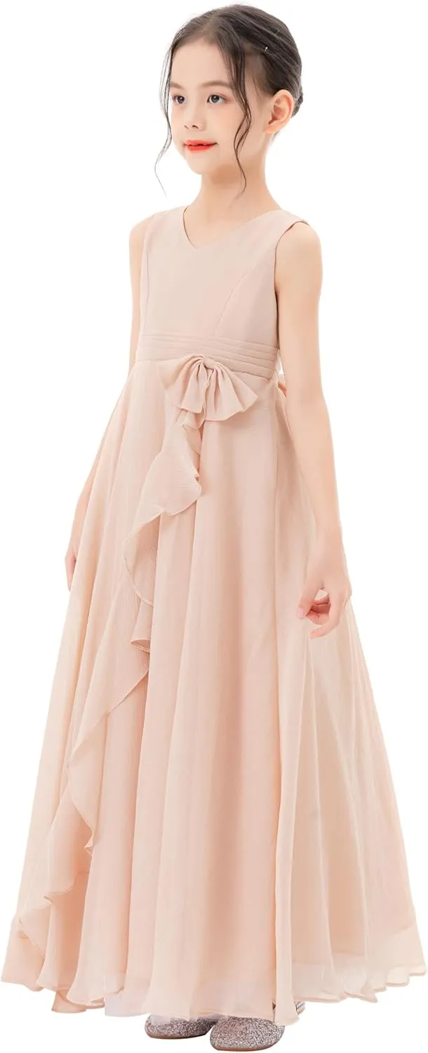 ekidsbridal Ruffle Trim Chiffon Flower Girl Dresses Formal Ballroom Gown Christening 324