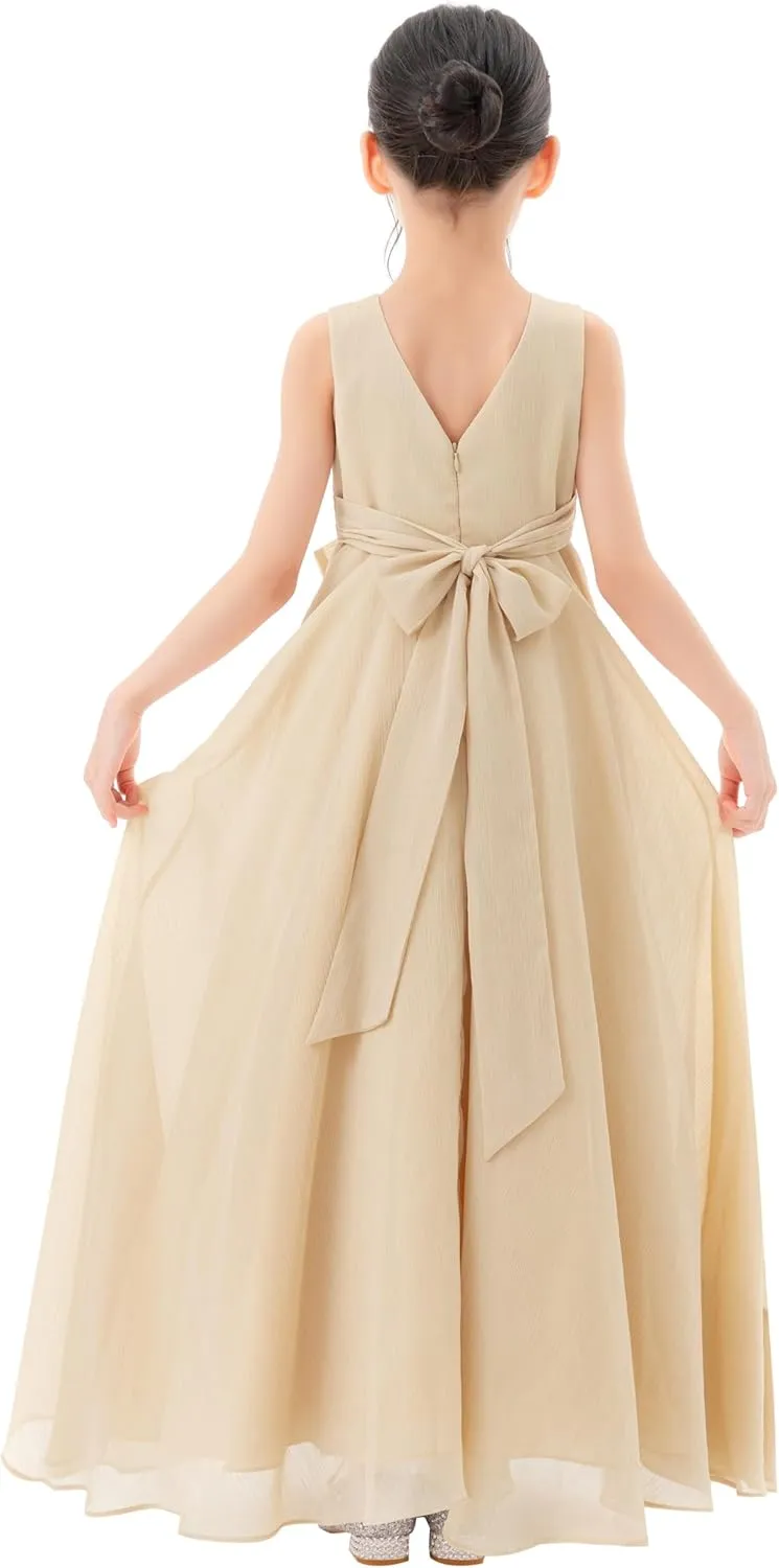 ekidsbridal Ruffle Trim Chiffon Flower Girl Dresses Formal Ballroom Gown Christening 324