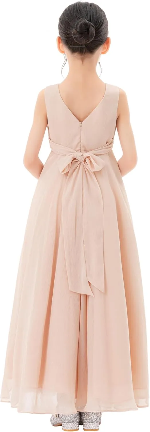 ekidsbridal Ruffle Trim Chiffon Flower Girl Dresses Formal Ballroom Gown Christening 324