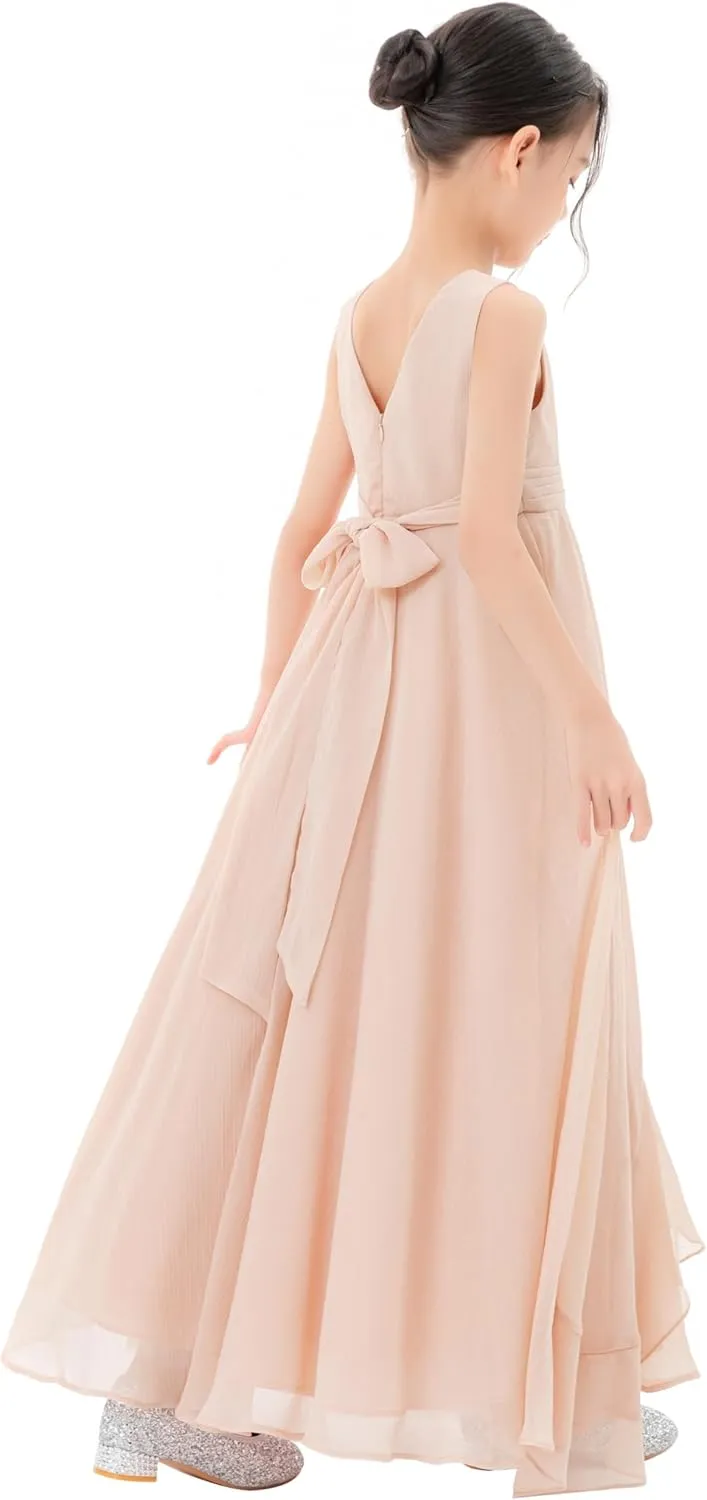 ekidsbridal Ruffle Trim Chiffon Flower Girl Dresses Formal Ballroom Gown Christening 324