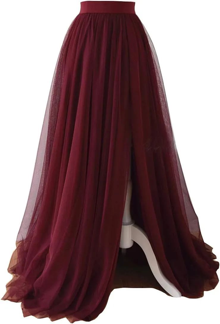 EllieHouse Adult Split Long Floor Prom Party Evening Tulle Skirt P61