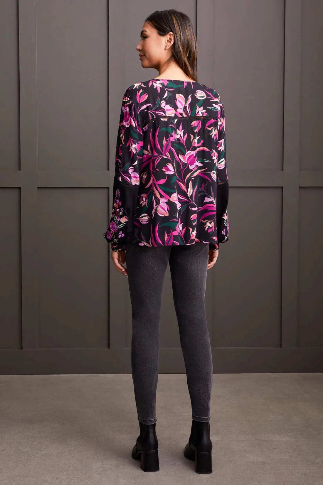 Embroidered Button-Up Blouse