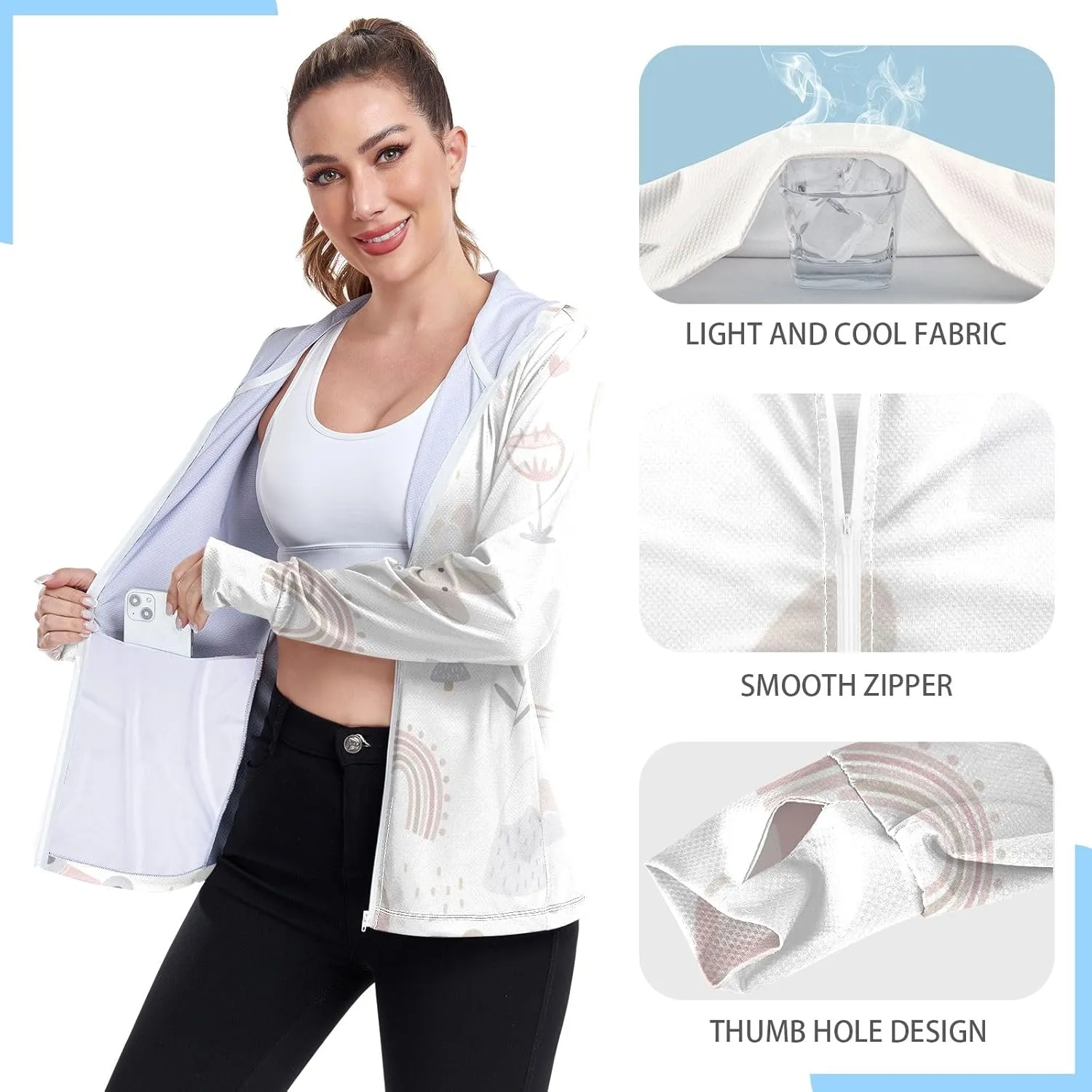 GAIGEO Green Marble Lines Women Jacket UPF 50  Lightweight Womens Summer Jacket, Breathable Fabric, S