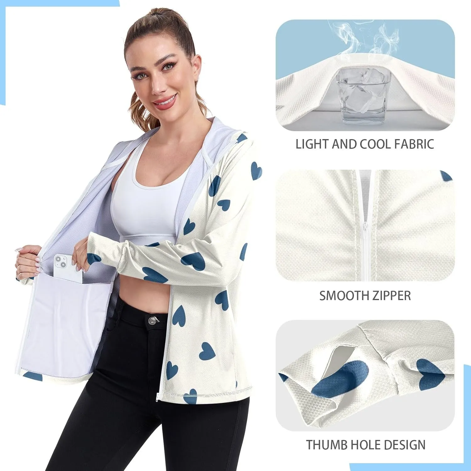 GAIGEO Green Marble Lines Women Jacket UPF 50  Lightweight Womens Summer Jacket, Breathable Fabric, S