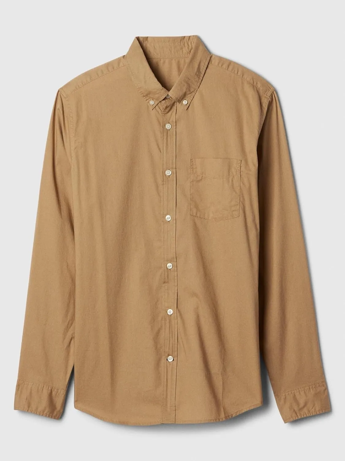 GAP Men's Standard Fit Stretch Poplin Long Sleeve Button Down Shirt