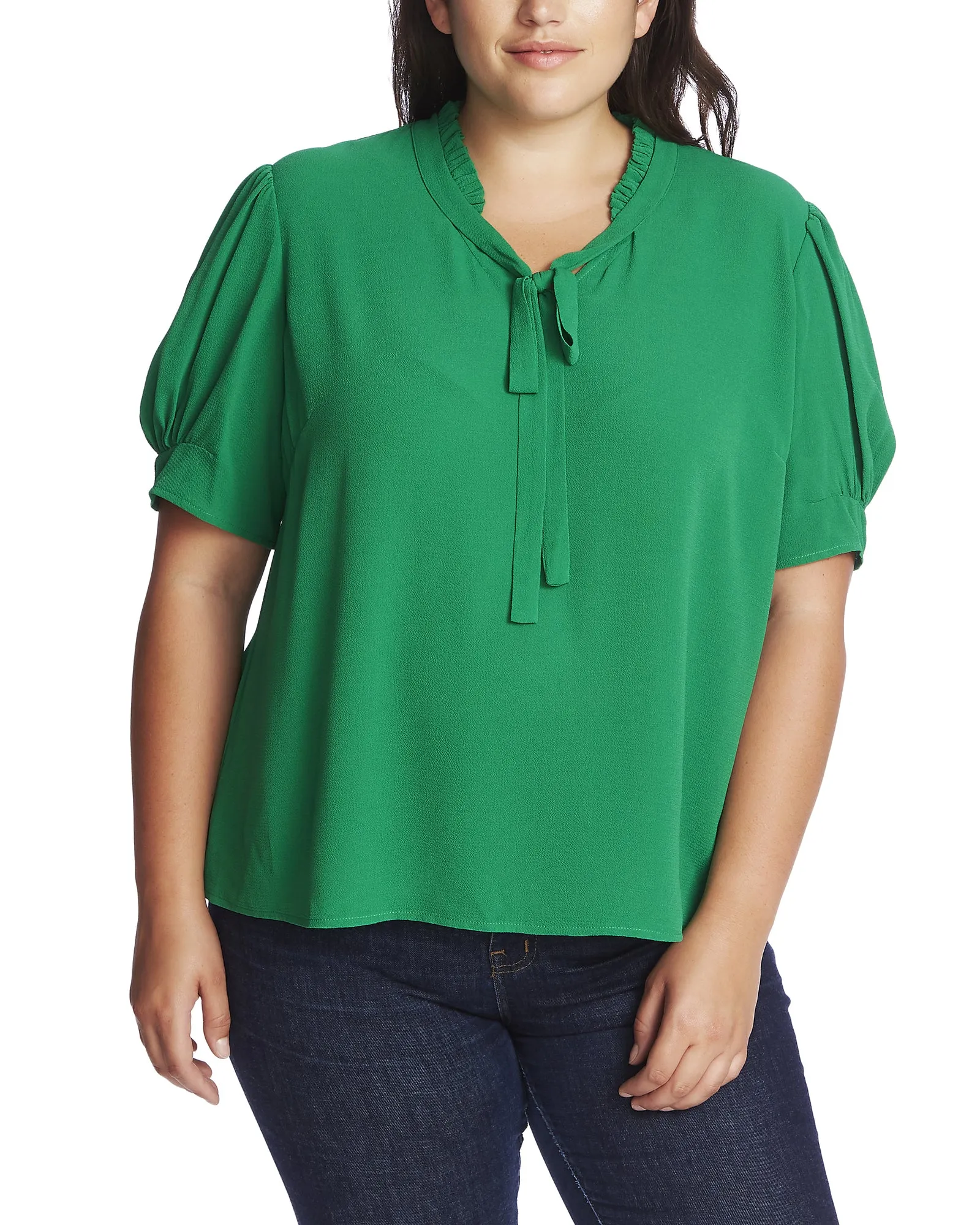 Harper Short Sleeve V-Neck Ruffled Top | Light Green