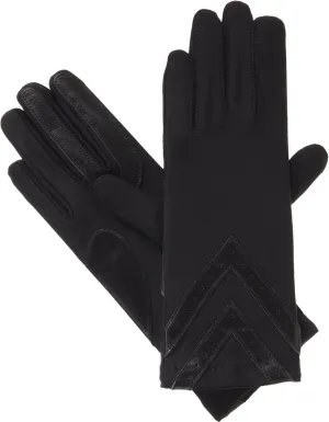 isotoner womens Spandex Touchscreen Cold Weather With Warm Fleece Lining and Chevron Details Winter Gloves, Black - Without Smartdri, Small Medium US