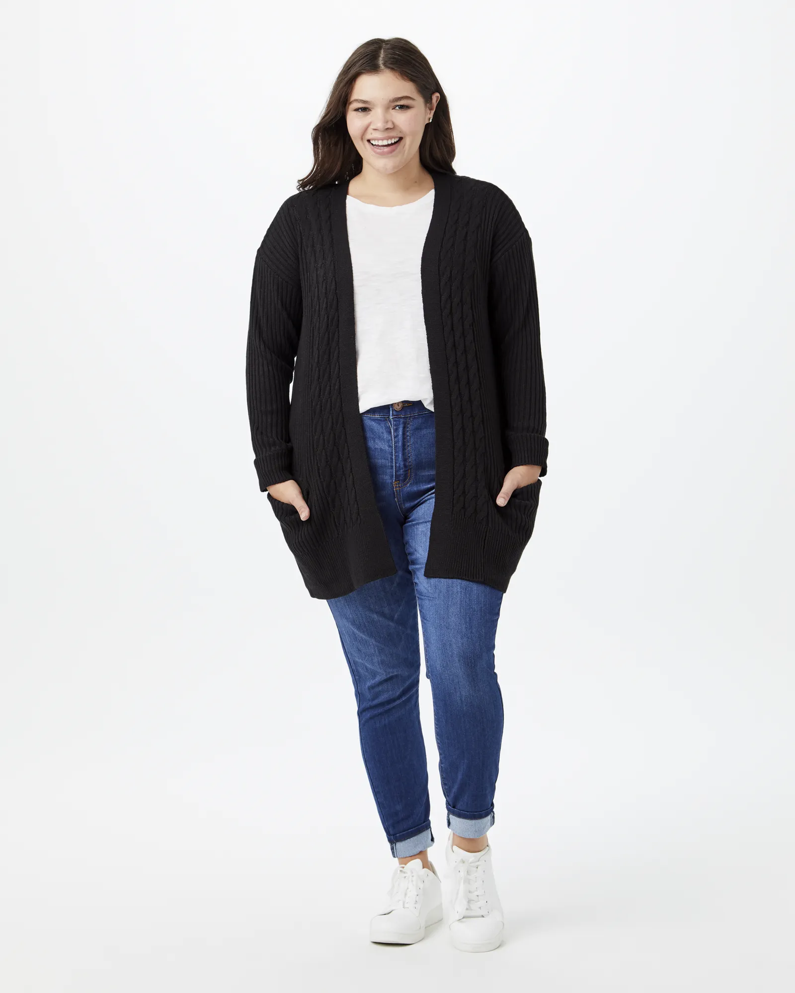 Lilah Cable Knit Cardigan | Black