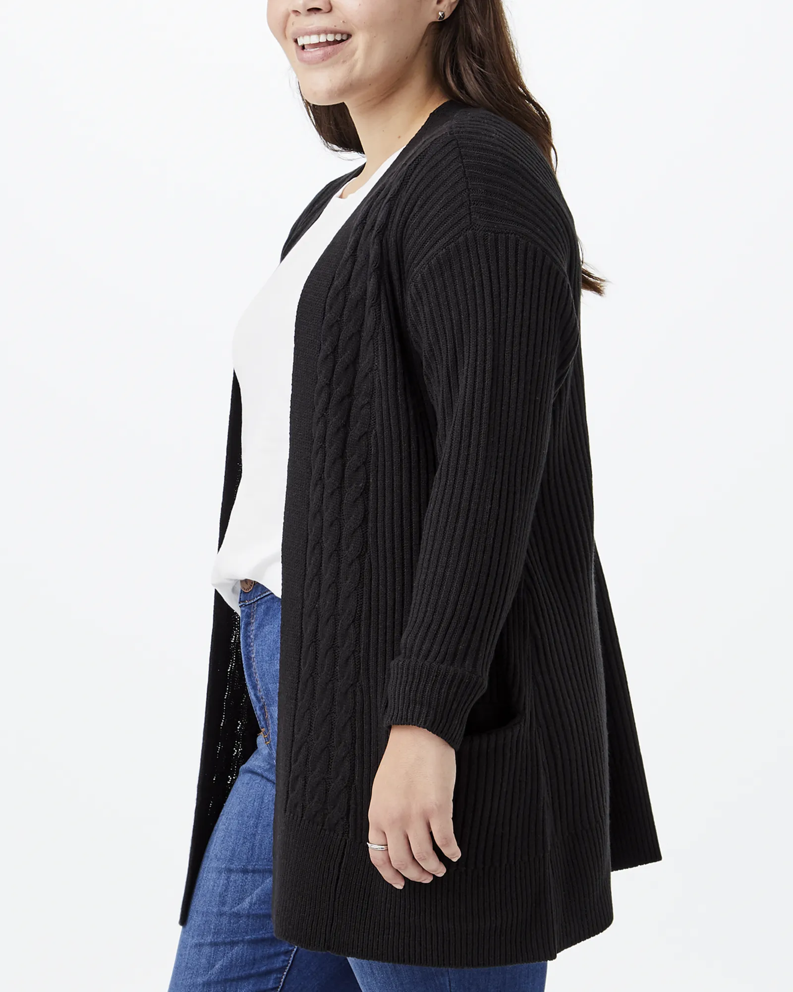 Lilah Cable Knit Cardigan | Black