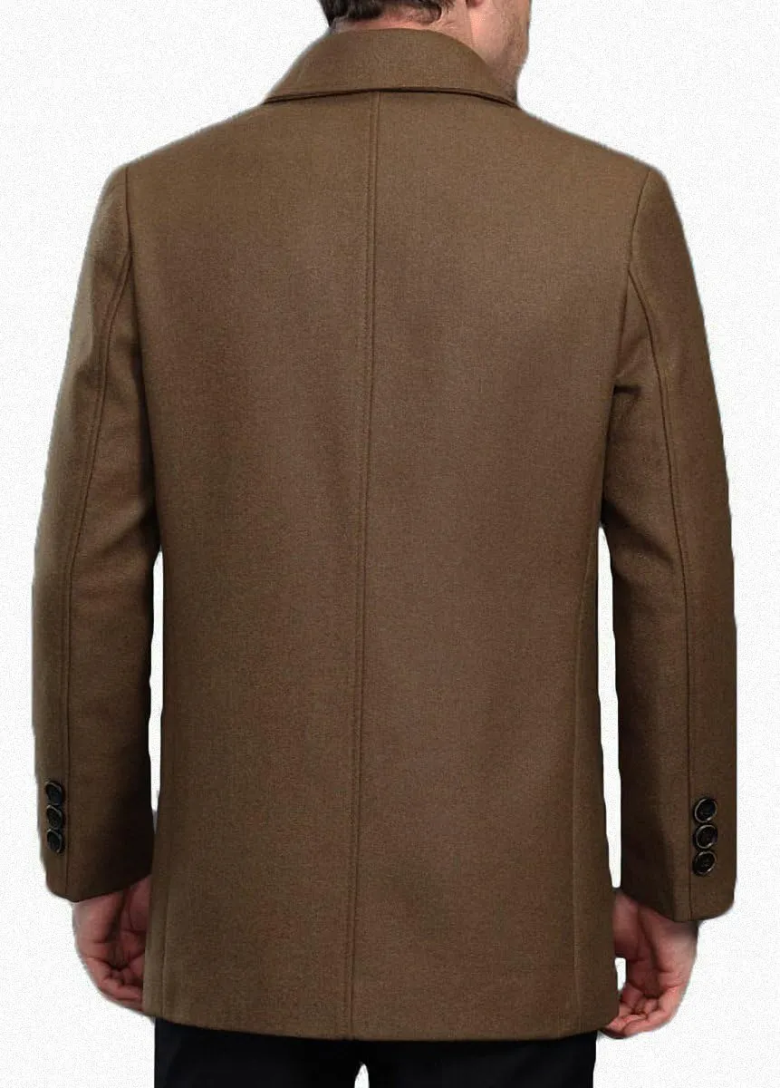 Men's Classical Bussiness Style Single Breasted Plaid Wool Coat #00220237