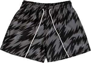Men's Mesh Basketball Shorts Breathable Athletic Shorts with Pockets Lightning & Star Print Gym Training Outdoor