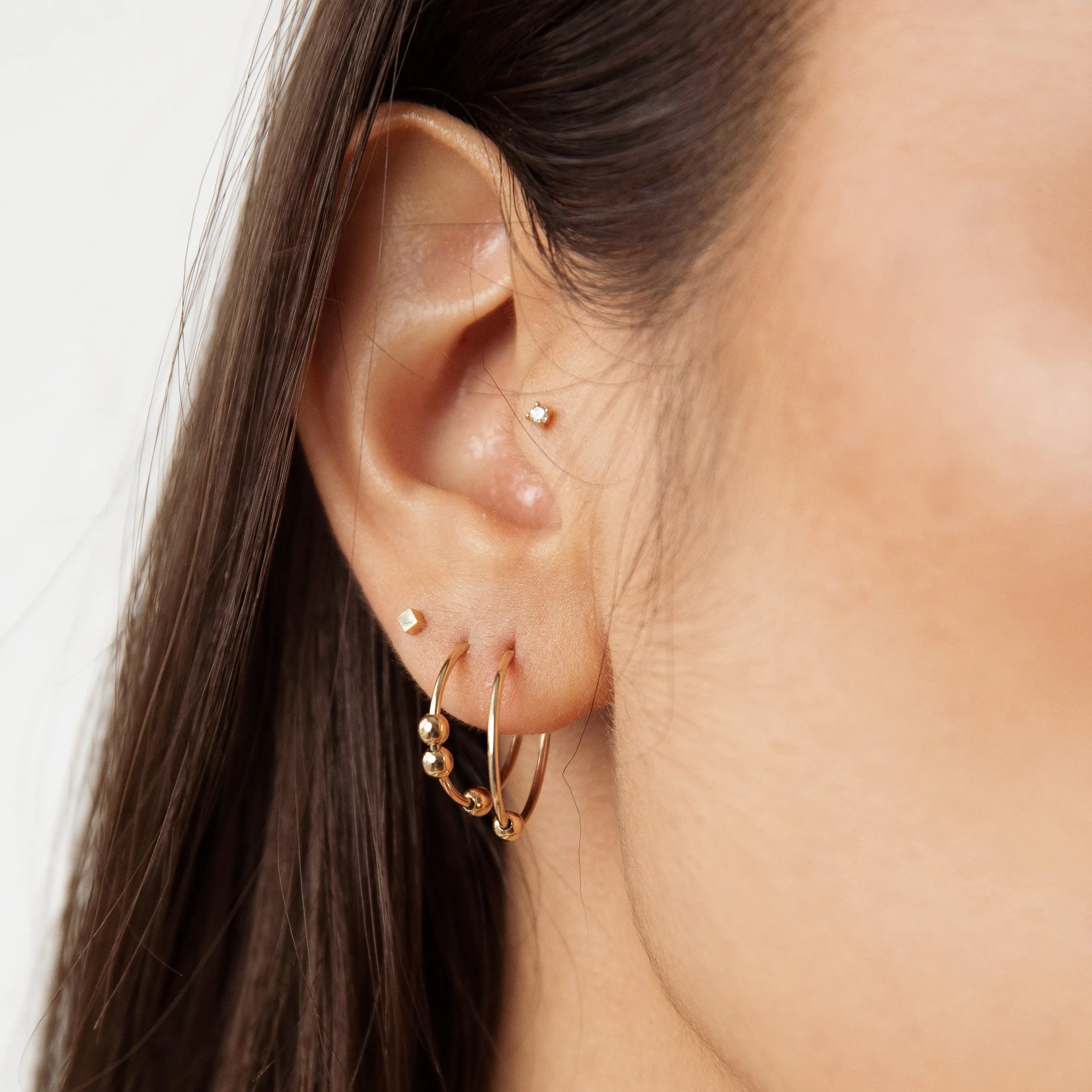 Minimal cube Piercing (single) - 14K/ 18K Gold