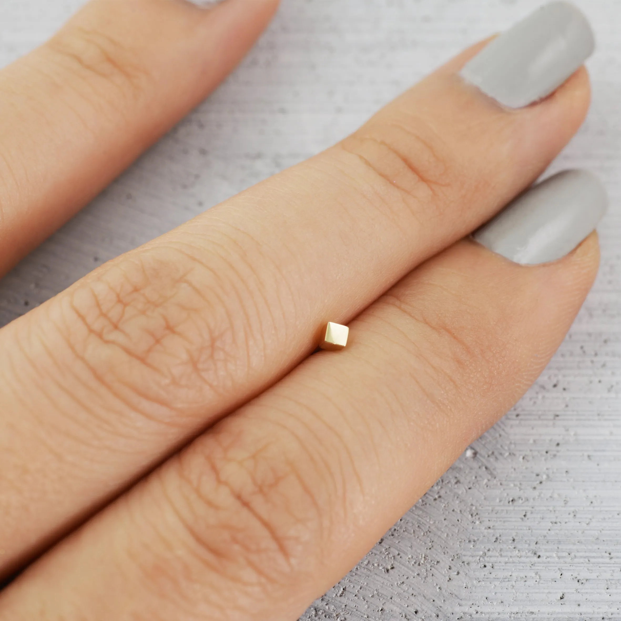 Minimal cube Piercing (single) - 14K/ 18K Gold