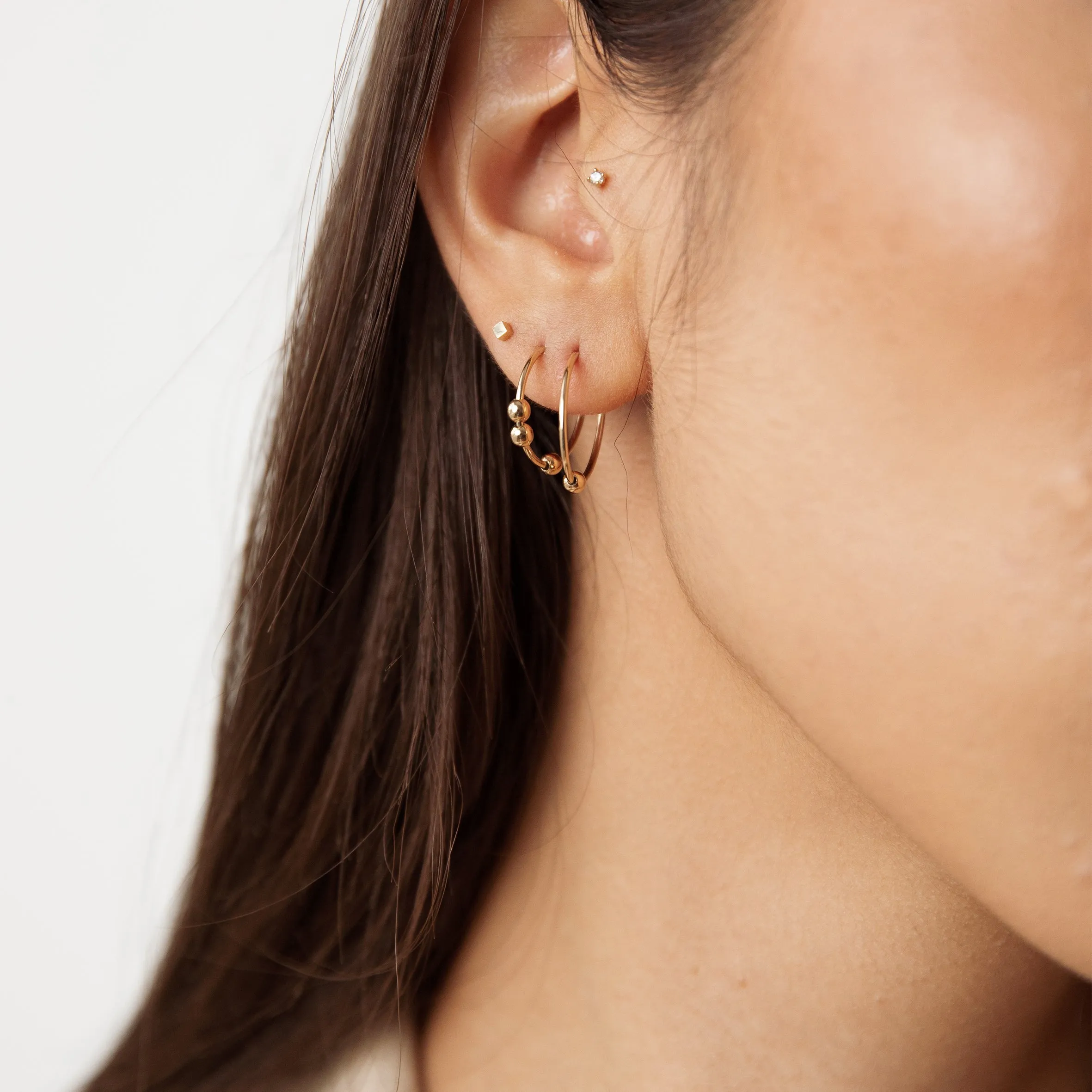Minimal cube Piercing (single) - 14K/ 18K Gold
