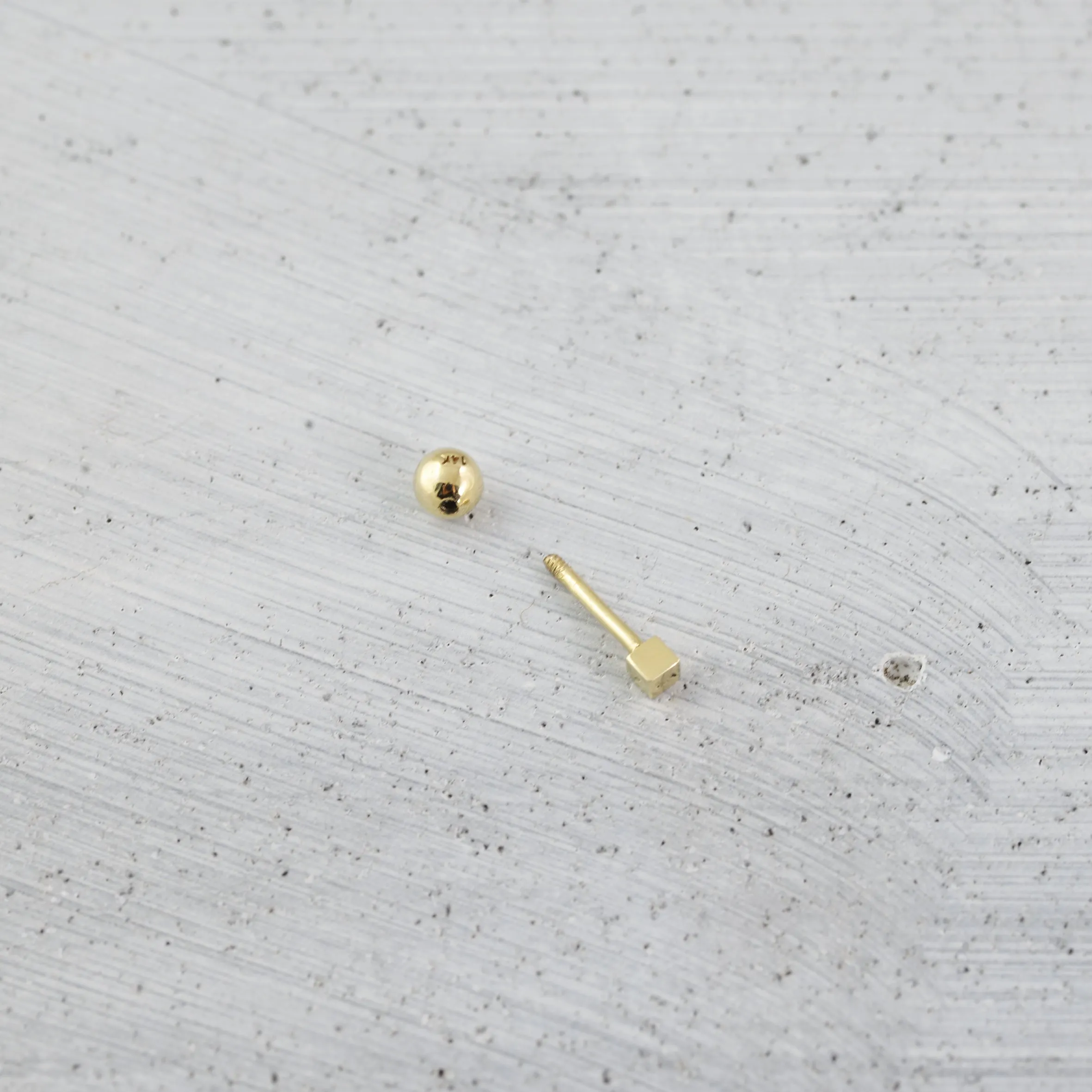 Minimal cube Piercing (single) - 14K/ 18K Gold