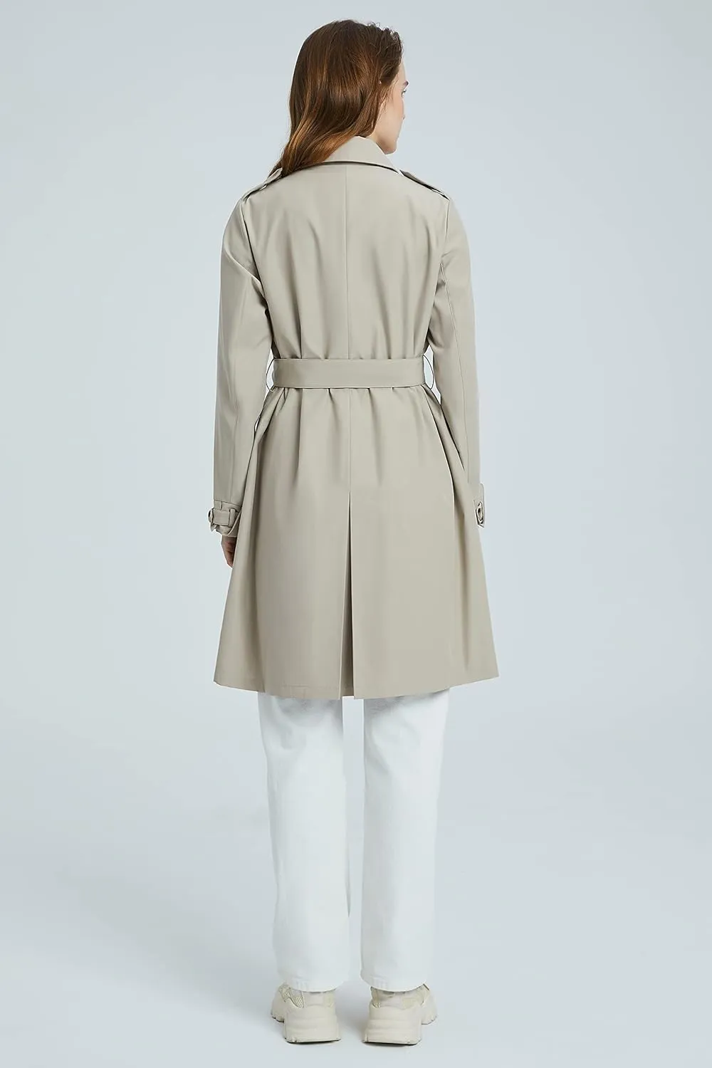 Orolay Women's Classic Trench Coat 3/4 Length Double-Breasted with Removable Vest