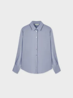 Oversized Satin Blouse-Ocean Blue