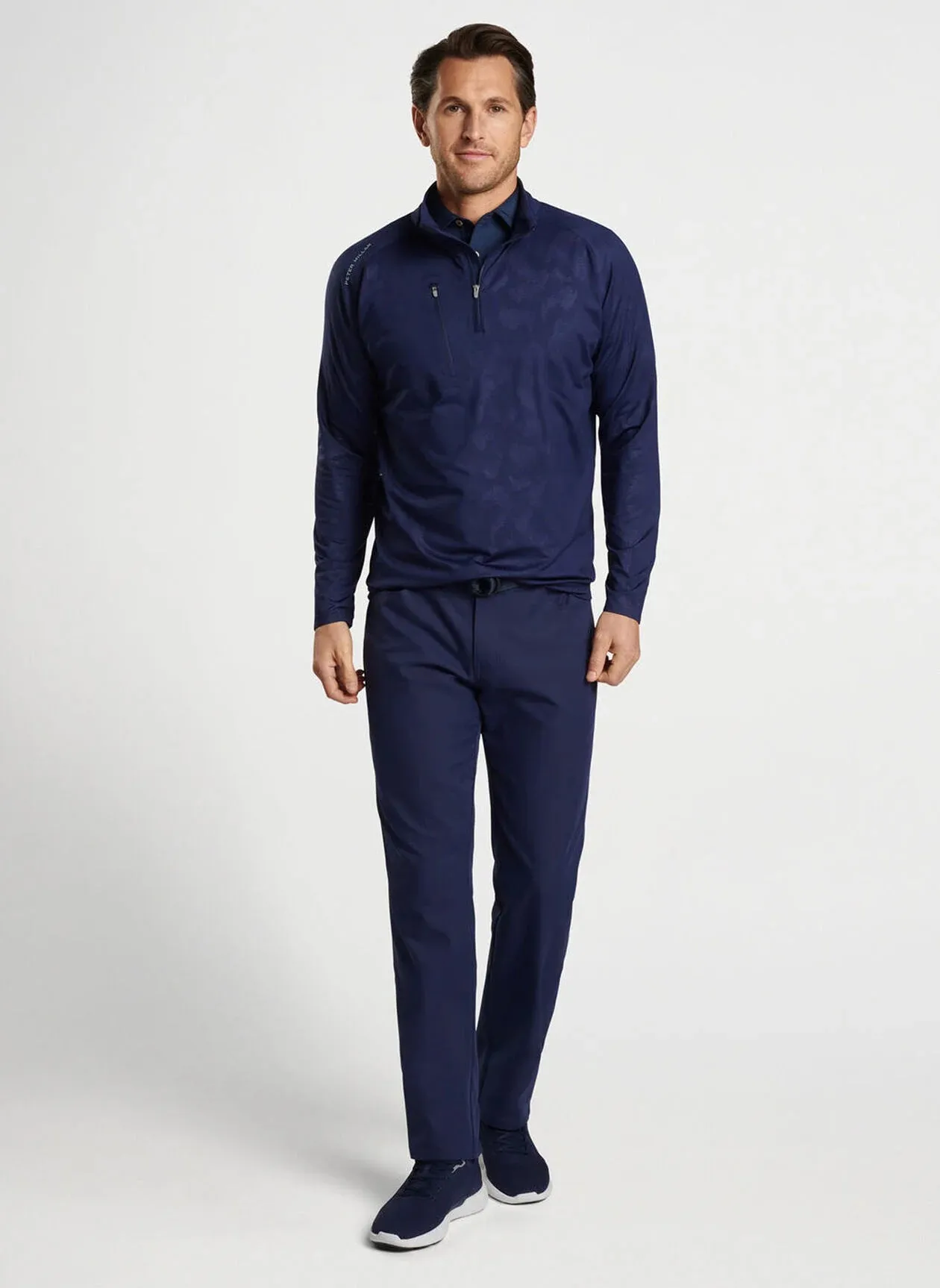 Peter Millar Verge Windowpane Camo Performance Quarter-Zip
