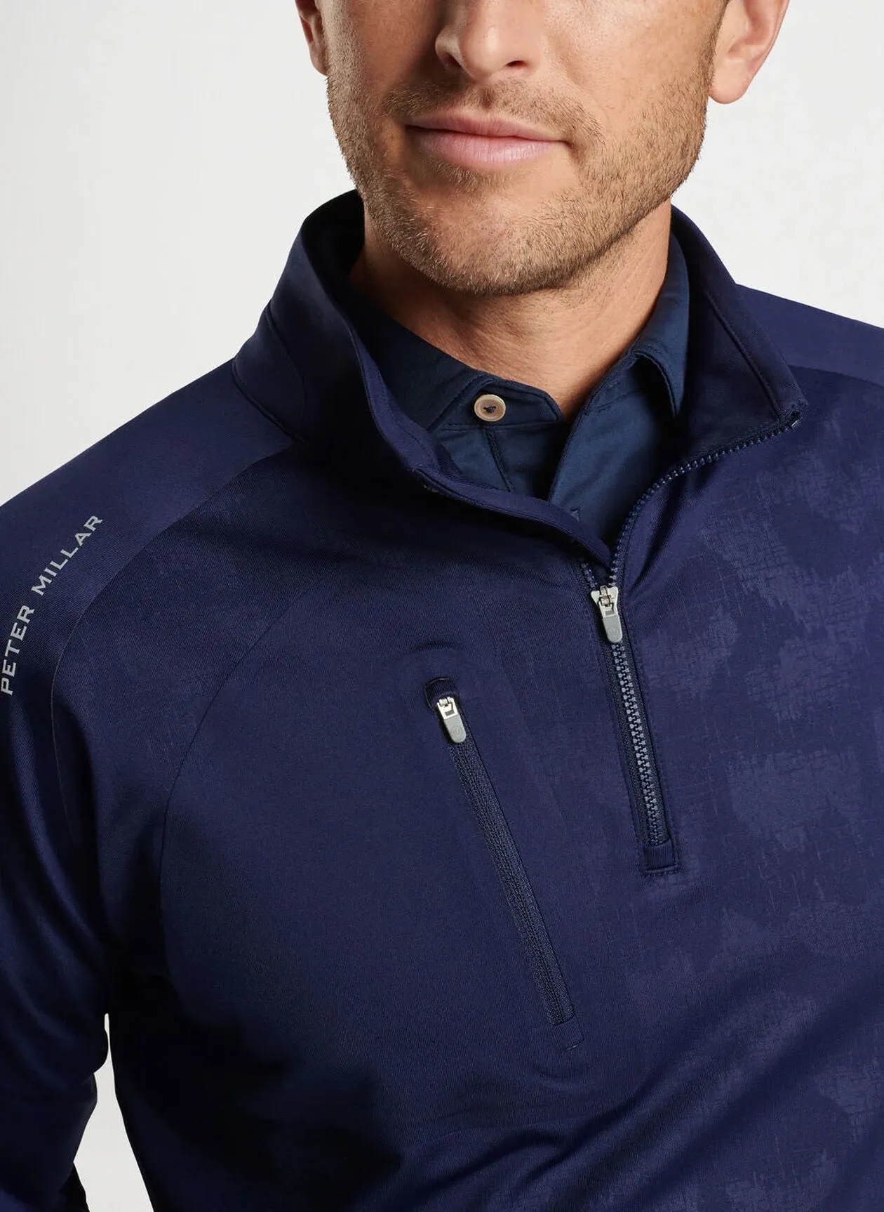 Peter Millar Verge Windowpane Camo Performance Quarter-Zip