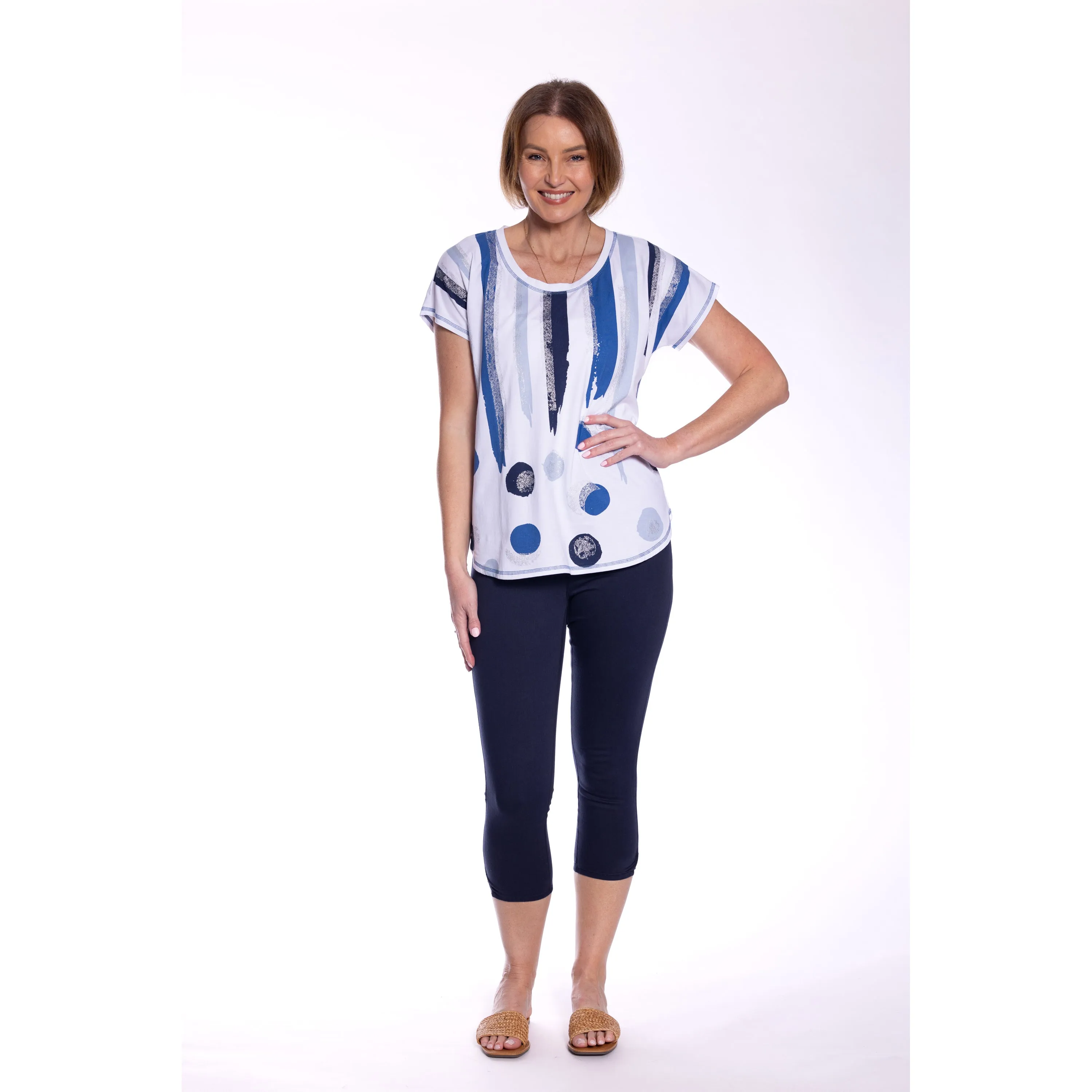 Printed Tee with Silver Foil Accents by Café Latte