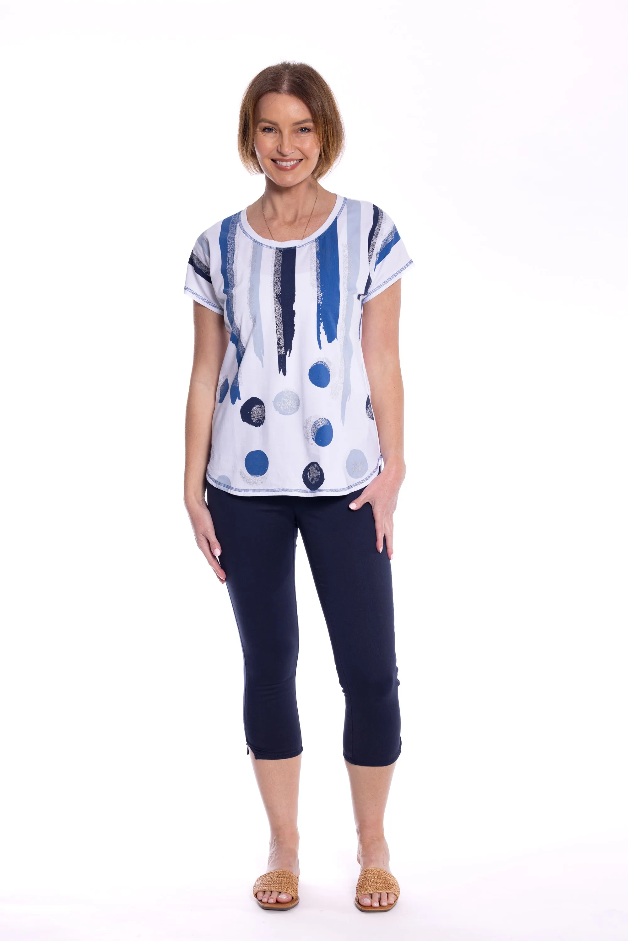 Printed Tee with Silver Foil Accents by Café Latte