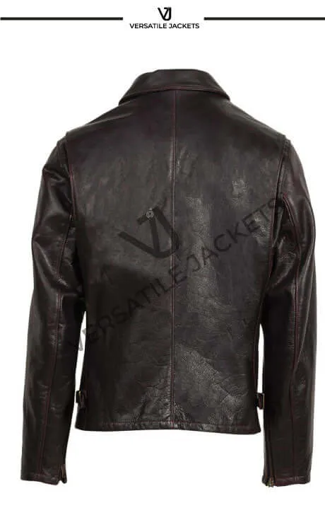 Pull Up Cowhide Leather Jacket with Waxy Finish