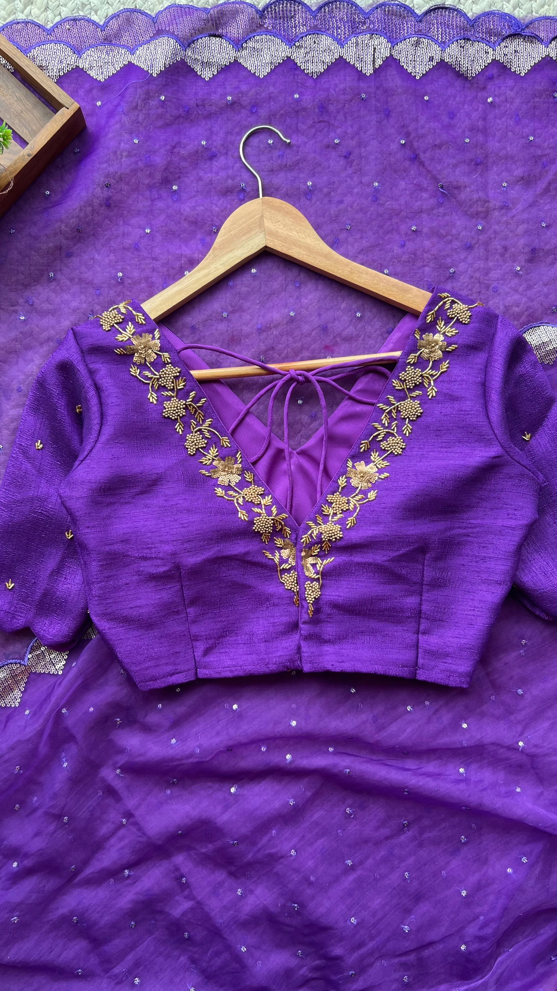 Silk blouse hand work design 1013
