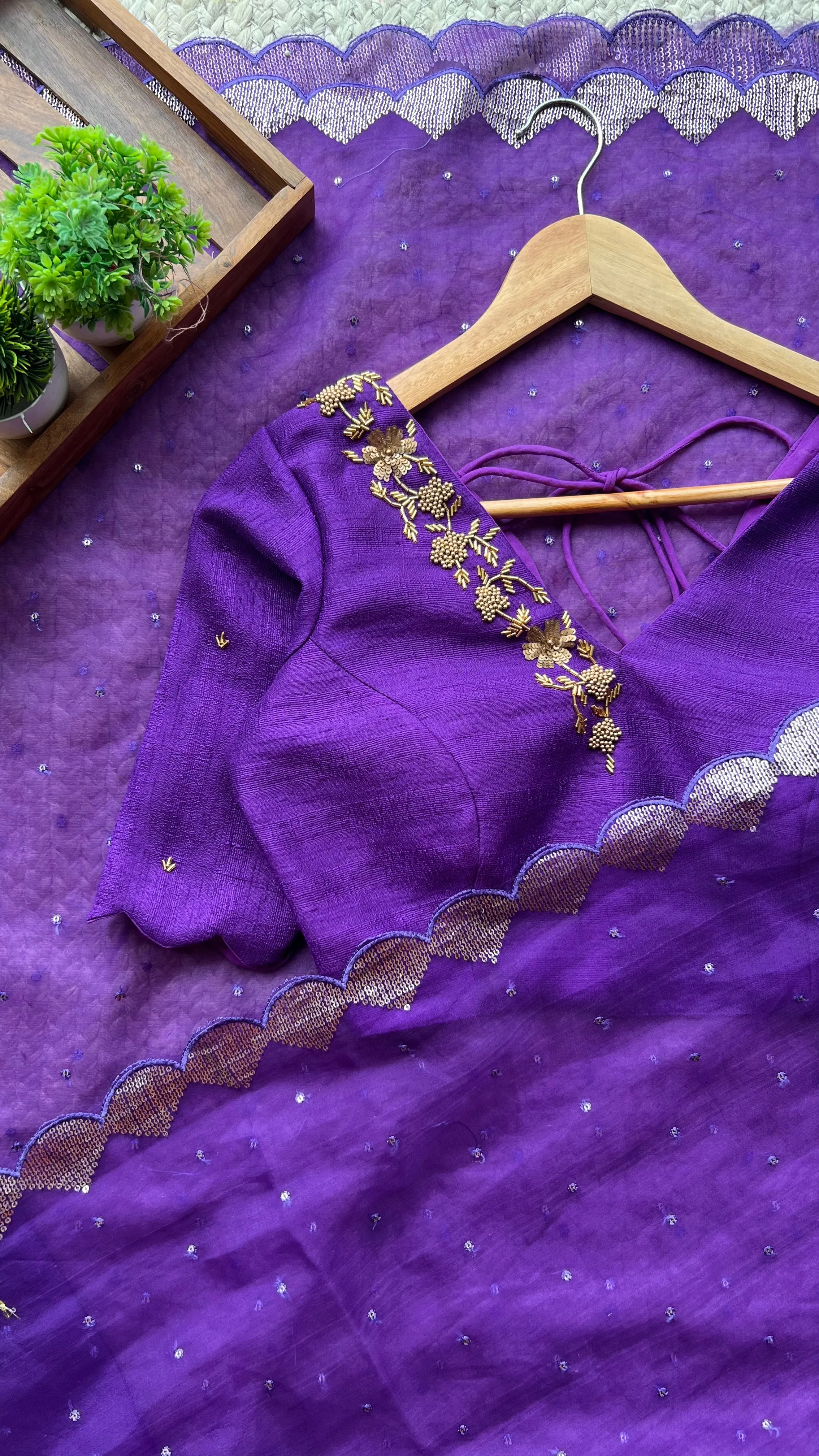 Silk blouse hand work design 1013