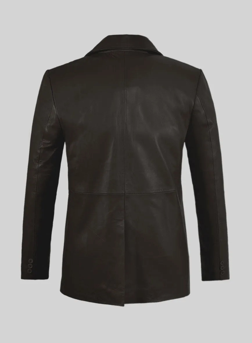 Soft Louis Brown Leather Pea Coat