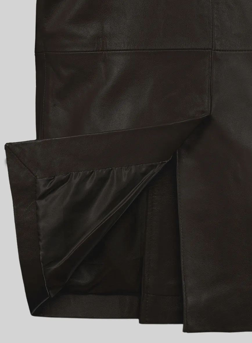 Soft Louis Brown Leather Pea Coat