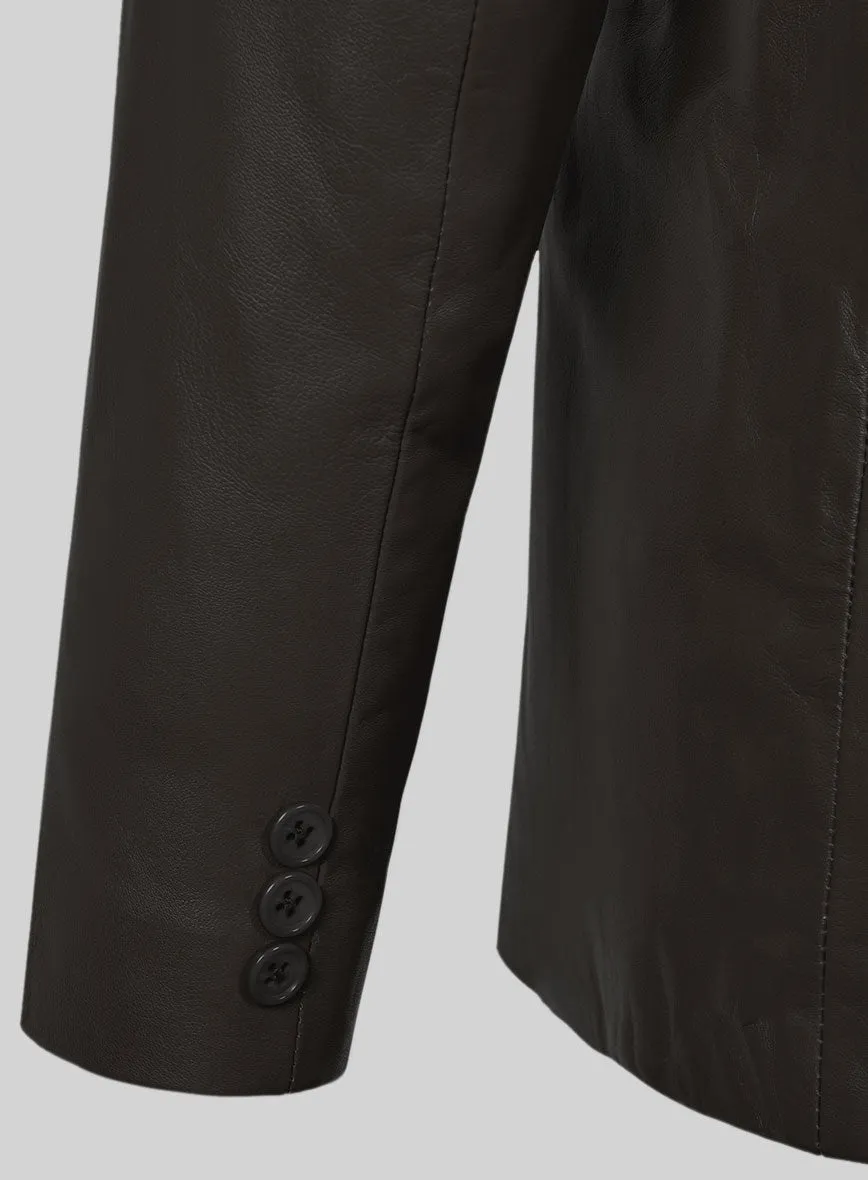 Soft Louis Brown Leather Pea Coat
