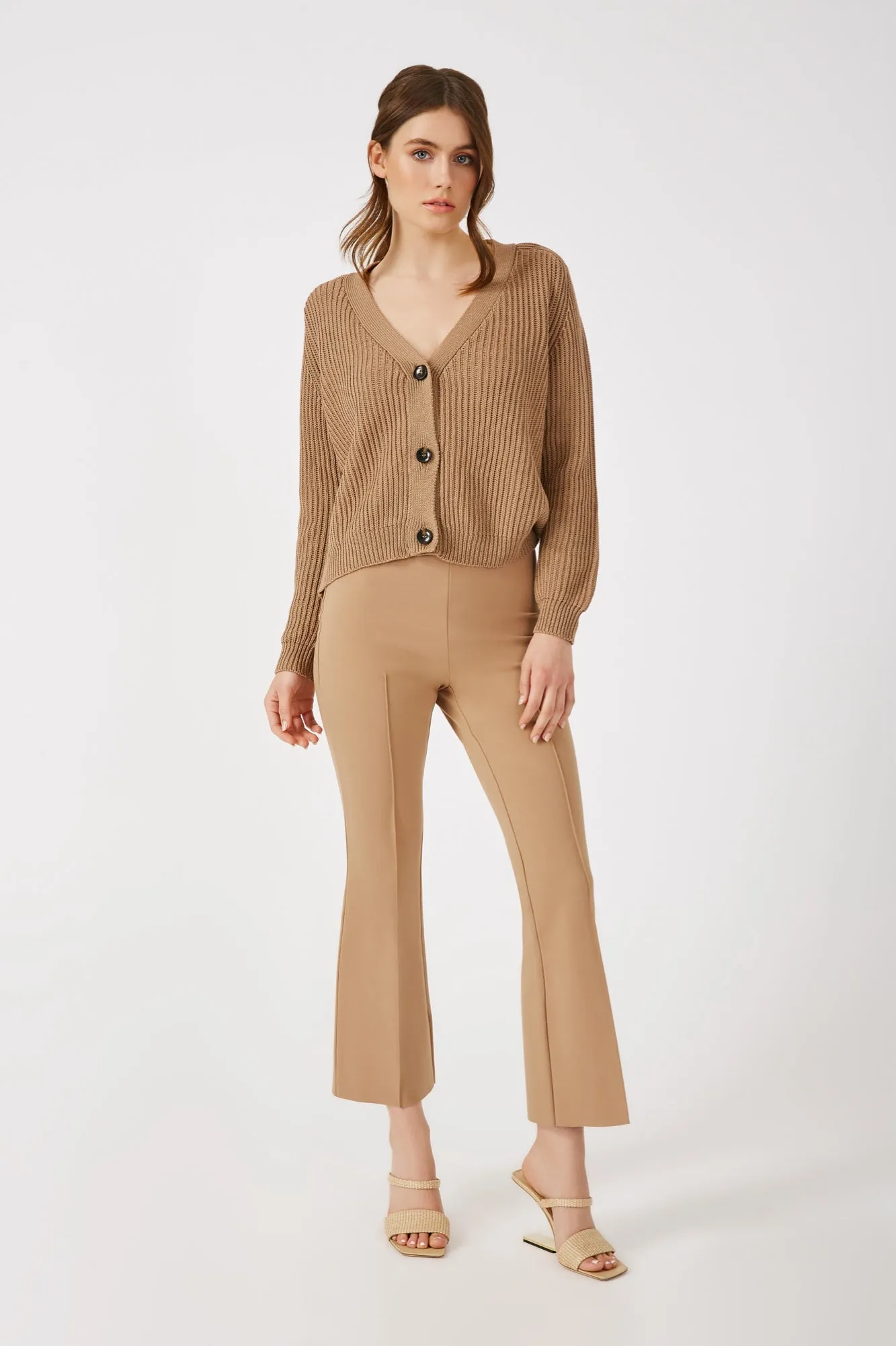 The Oliphant - Desert Tan Combed Cotton Ribbed Cardigan